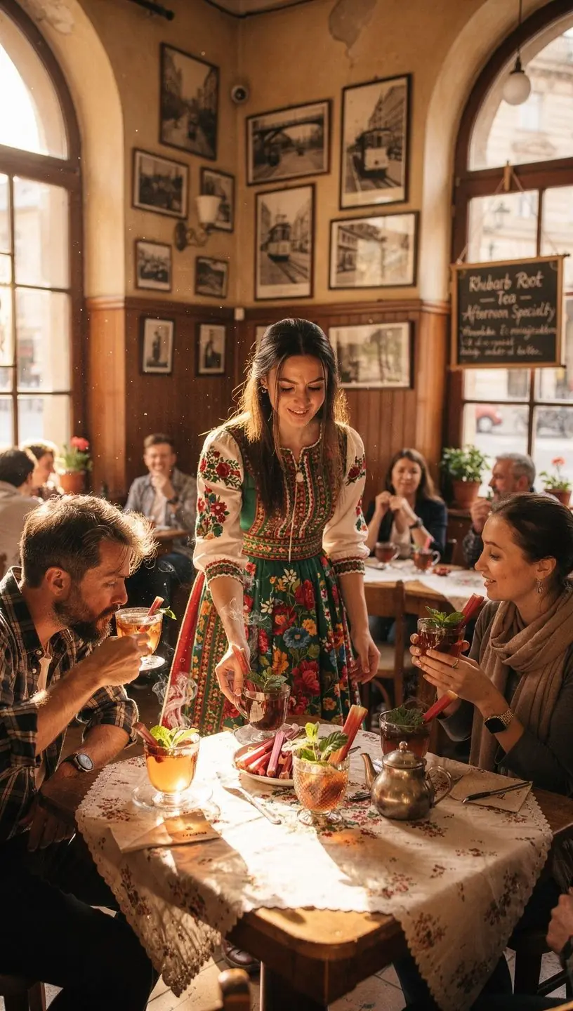 Rhubarb növény levelei, élénk zöld színnel.