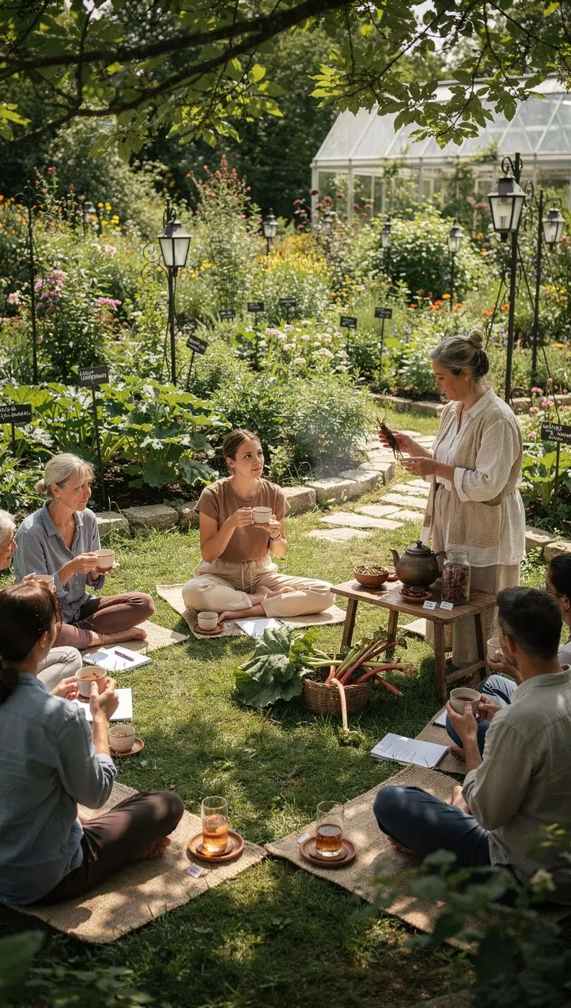 Rhubarb gyökér tea csésze, gőzölgő ital a napfényes asztalon.