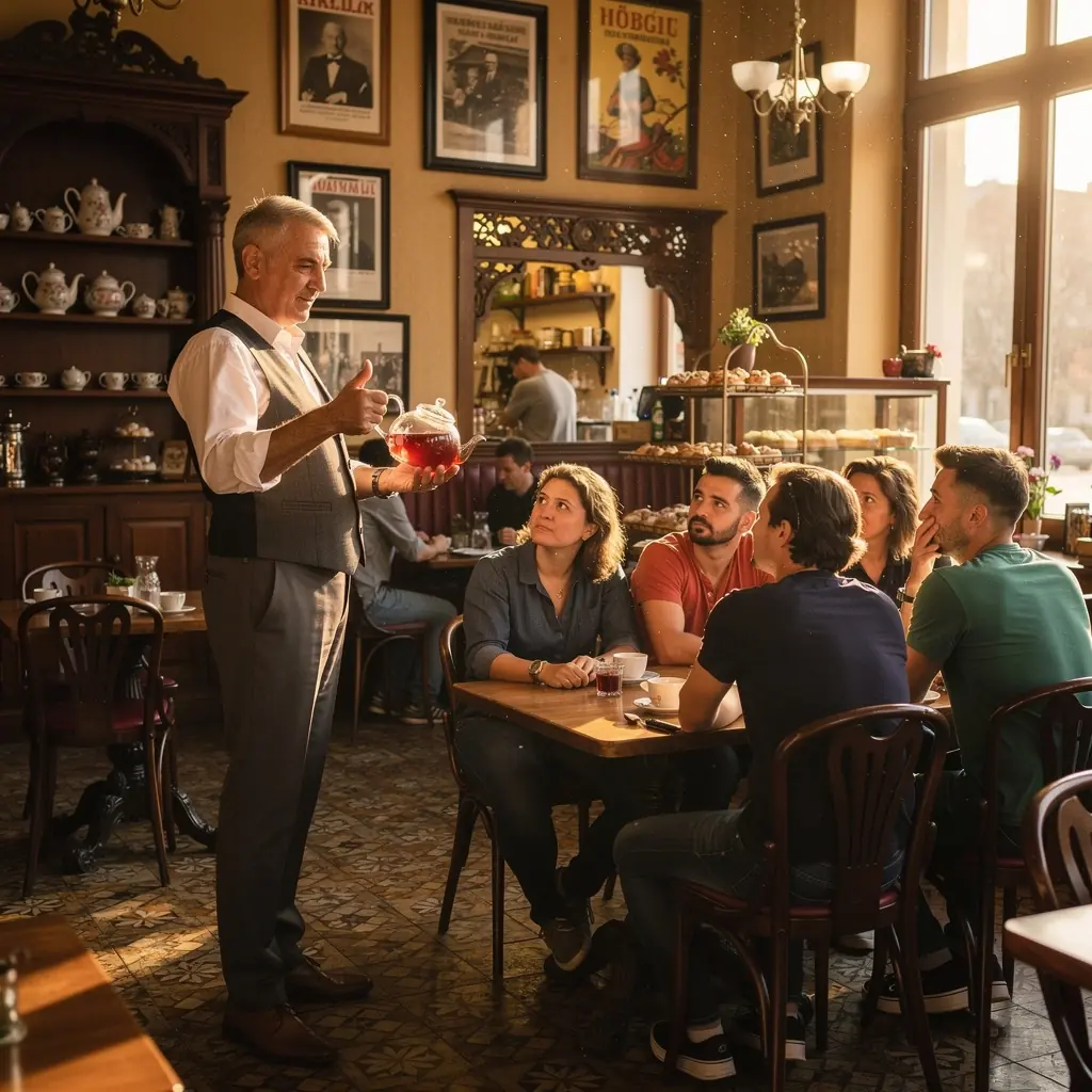 Hagyományos magyar teáskanna, benne a rhubarb gyökér tea.