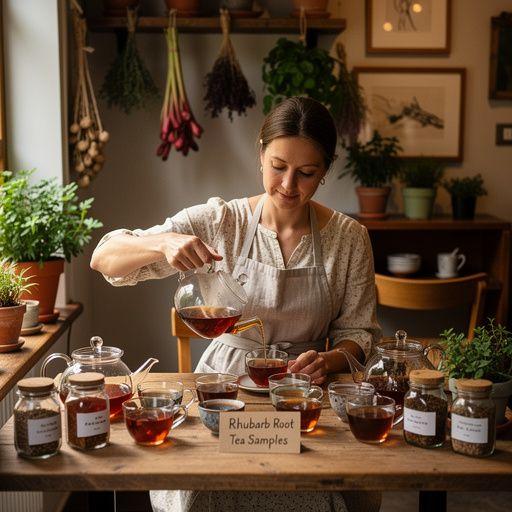 Tea szűrő, amely a rhubarb gyökér ízét kiemeli.